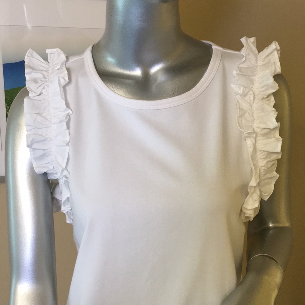 WHBM | Ruffle Trim Tank Color: white - Picture 6 of 11
